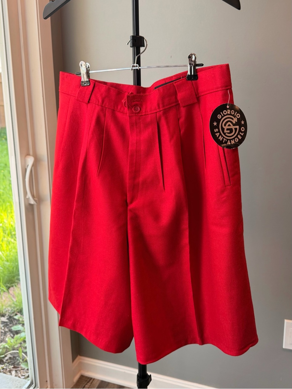 Vintage Giorgio Sant'Angelo Pleated Bermuda Shorts Wool NWT Retro Academia 70s - Picture 2 of 10